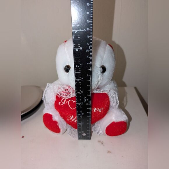 Valentine's I Love You Stuffed Animal Bear White with a Rose New Without Tags - Picture 4 of 7
